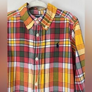 VTG Polo Ralph Lauren Kids 3T Vibrant Multicolor Plaid Button Down LS Shirt FALL